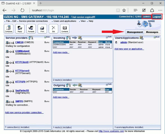 SMS gateway for high capacity SMSC connection over SMPP, UCP, CIMD2 or GSM Modem