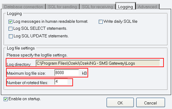 log file settings