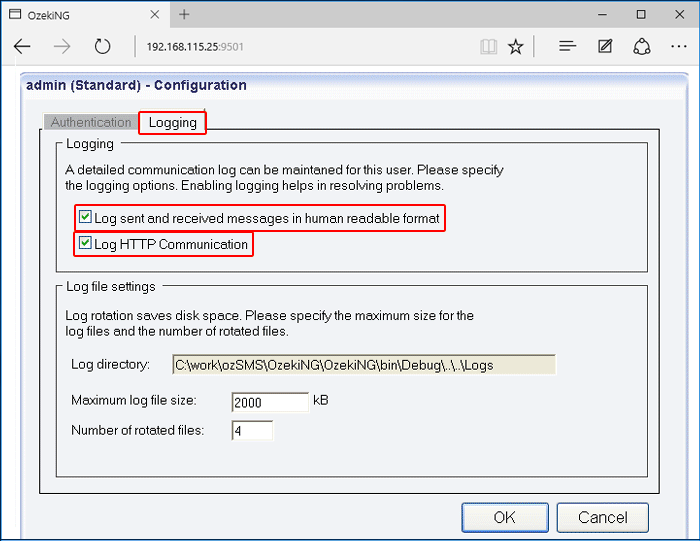 logging options