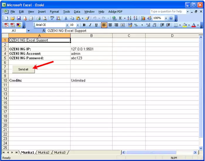 starting the excel sms macro