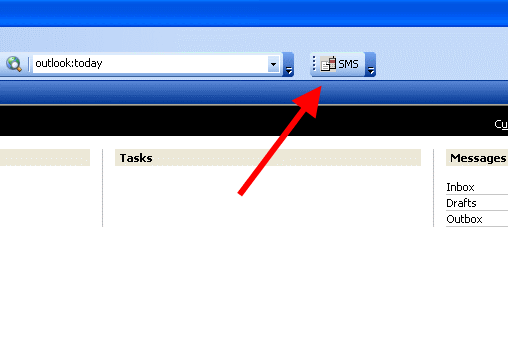 the sms button in outlook sms