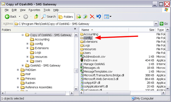 copy the sms software configuration directory from the backup dir