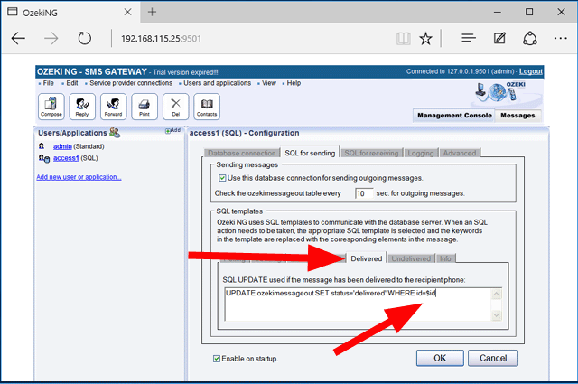 modify the delivered sql template