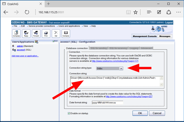 setting the connection string