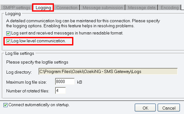 smpp low level communication logging