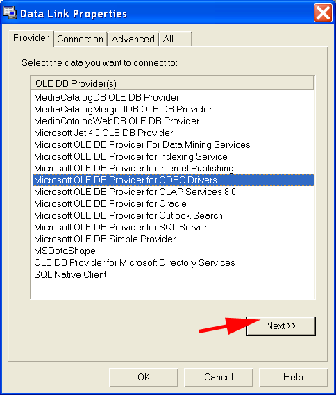 select odbc connection string