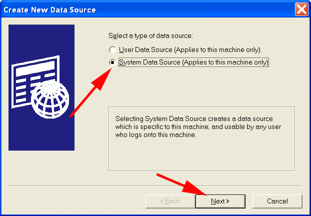 select system data source