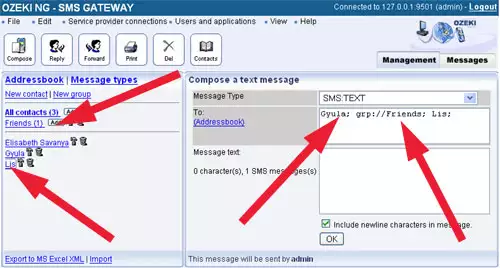 Add contacts or groups to the recipient's list