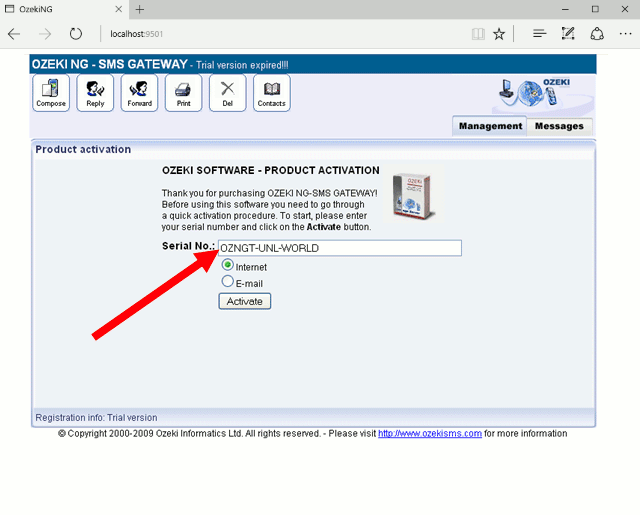 ozeki ng sms gateway activation key