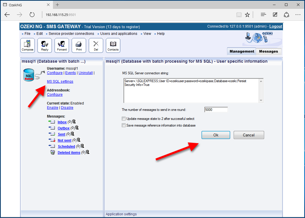 setup the connection string