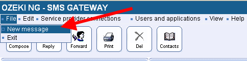 new message menu item