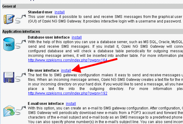 create a file user in ozeki ng sms gateway