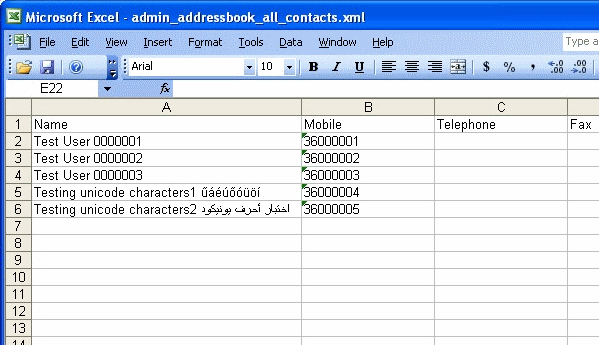 exported contacts in excel