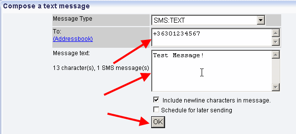compose the test message