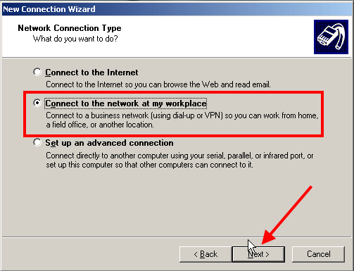 network connection type window