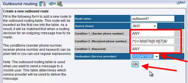 specifying another service provider in sms gateway