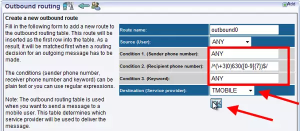 specifying the service provider in sms gateway