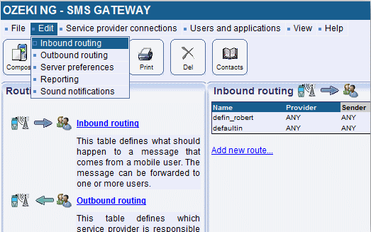 inbound routing menu