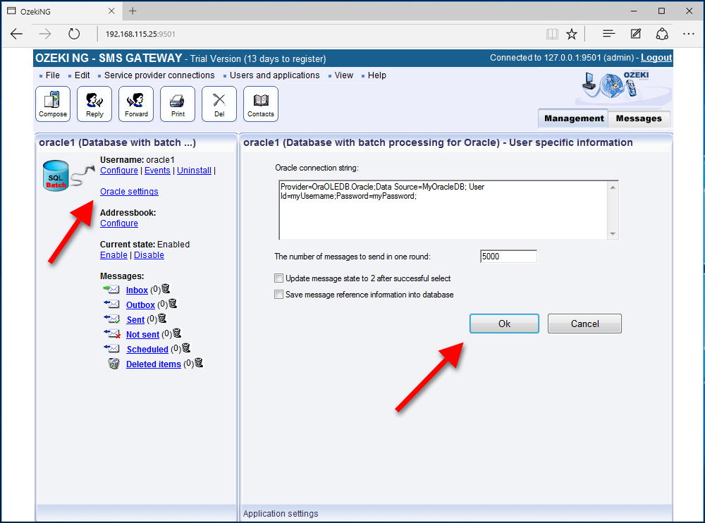 setup the connection string