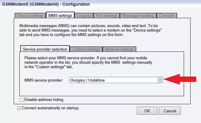 setting up the mms service provider