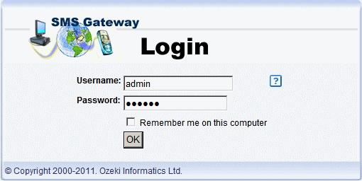 log into ozeki ng sms gateway