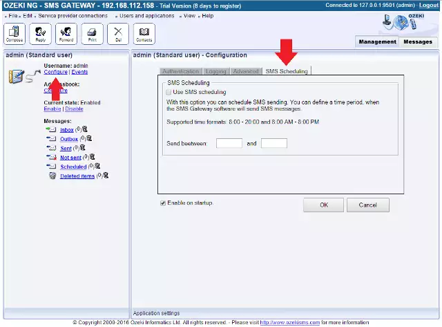 configuring a scheduled message in sms gateway