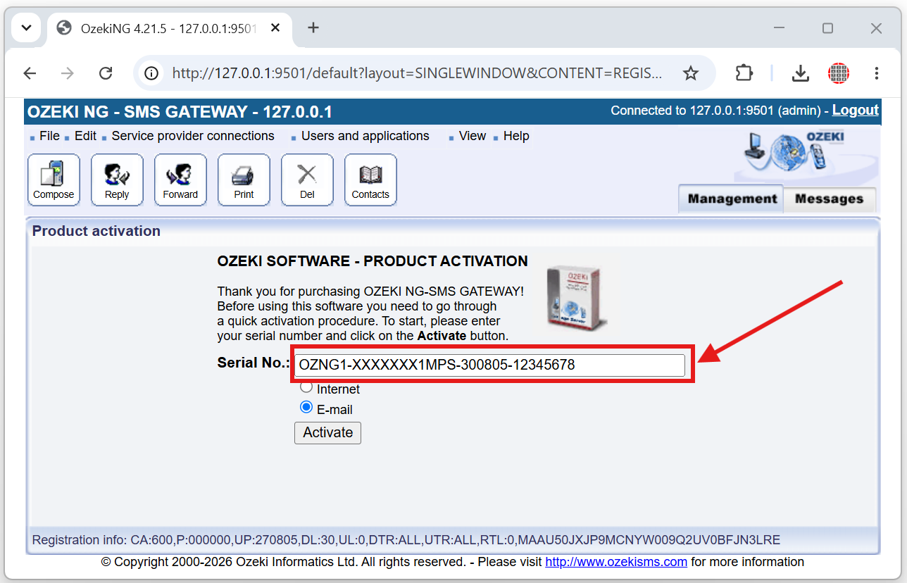 ozeki ng sms gateway manual registration code