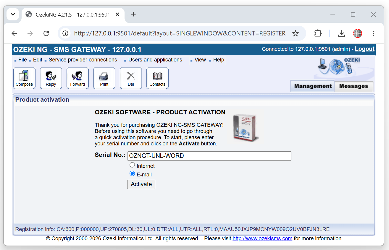 ozeki ng sms gateway manual registration in email